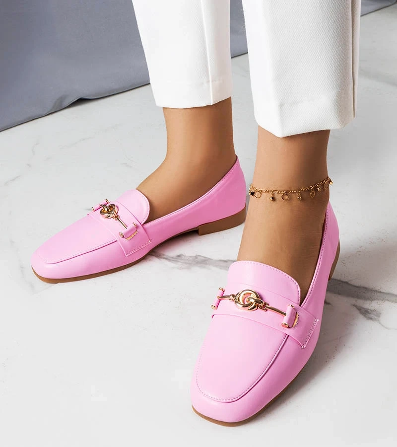 Ružové mokasíny so zlatým zdobením Mercier