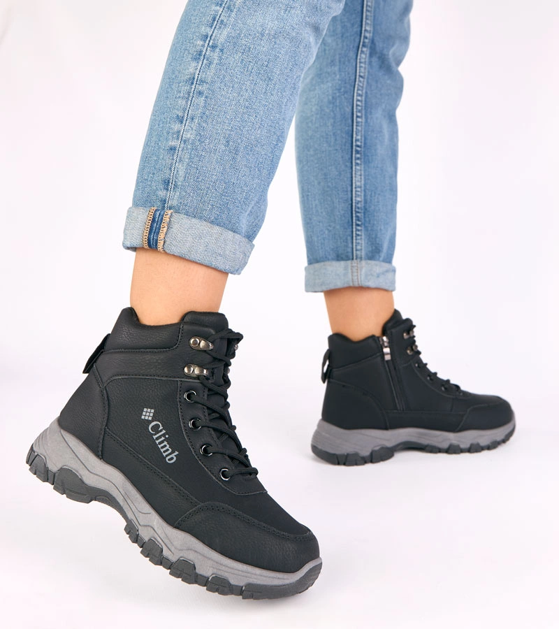 Čierne traperové topánky na platforme Louie