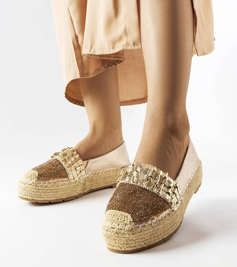 Zlaté espadrilky so zirkónmi Lauro