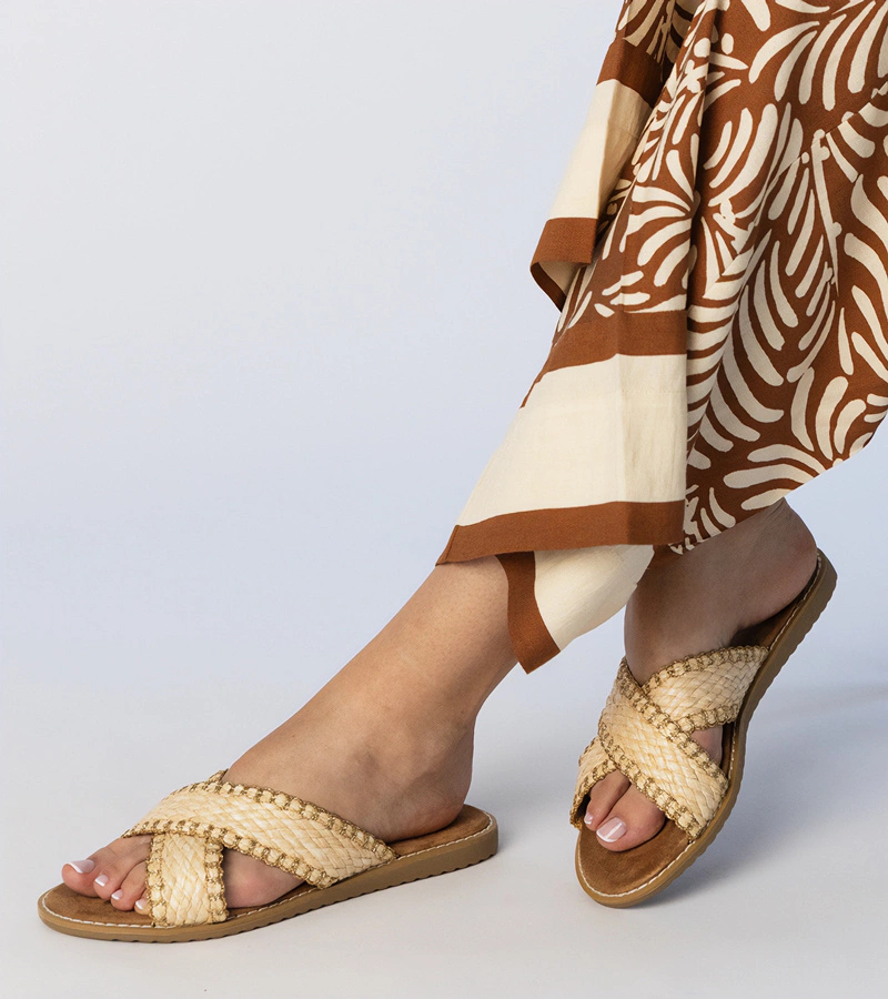 Béžové dámske pletené šľapky Ellinara