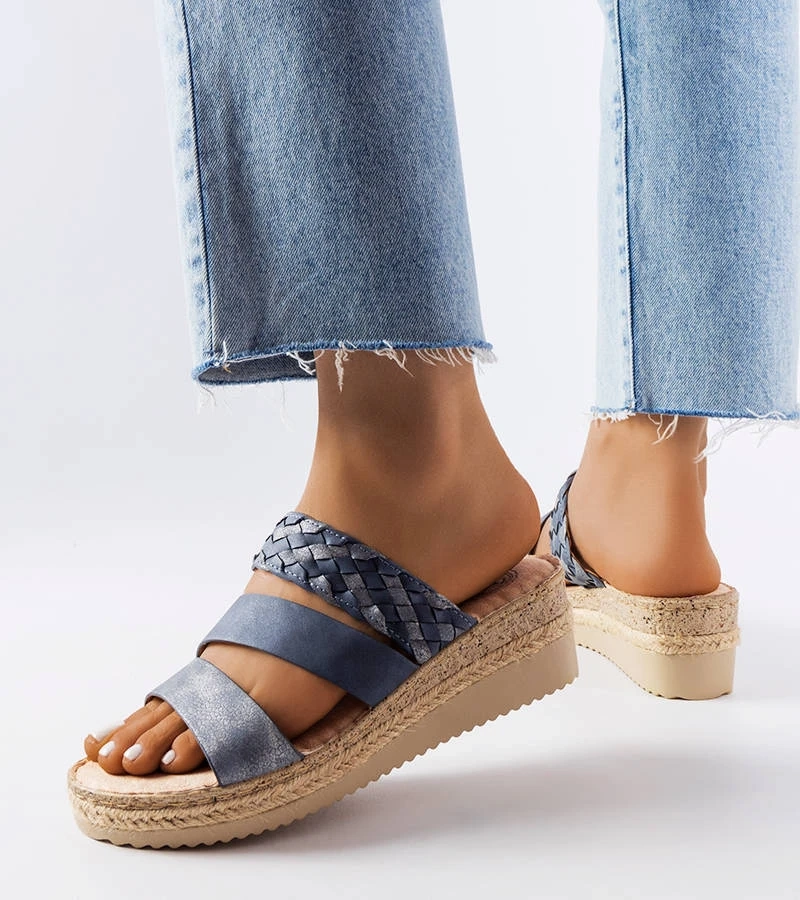 Bostonské modré žabky na podpätkoch