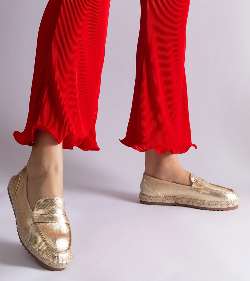 Zlaté nazúvacie espadrilky na platforme Venera