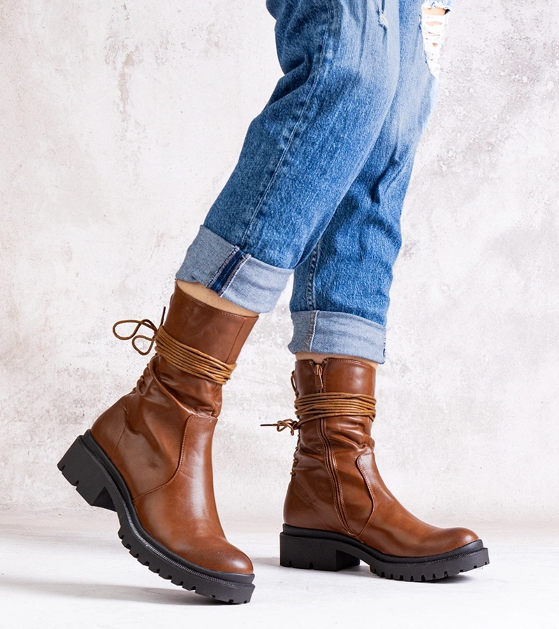 Hnedé boty z eko kože Sahera