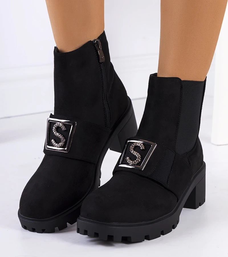 Čierna botki Seul na podpätku