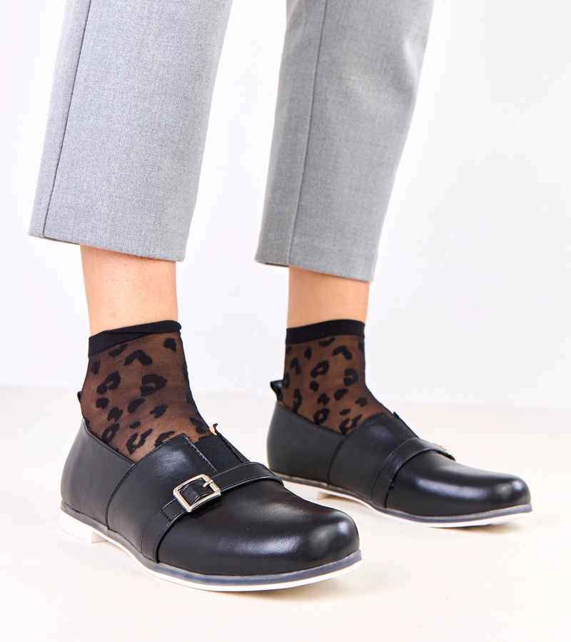 Čierne dámske poltopánky s koženou vložkou Klensi