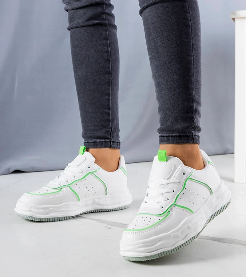 Biele tenisky so zelenými vložkami Nettie