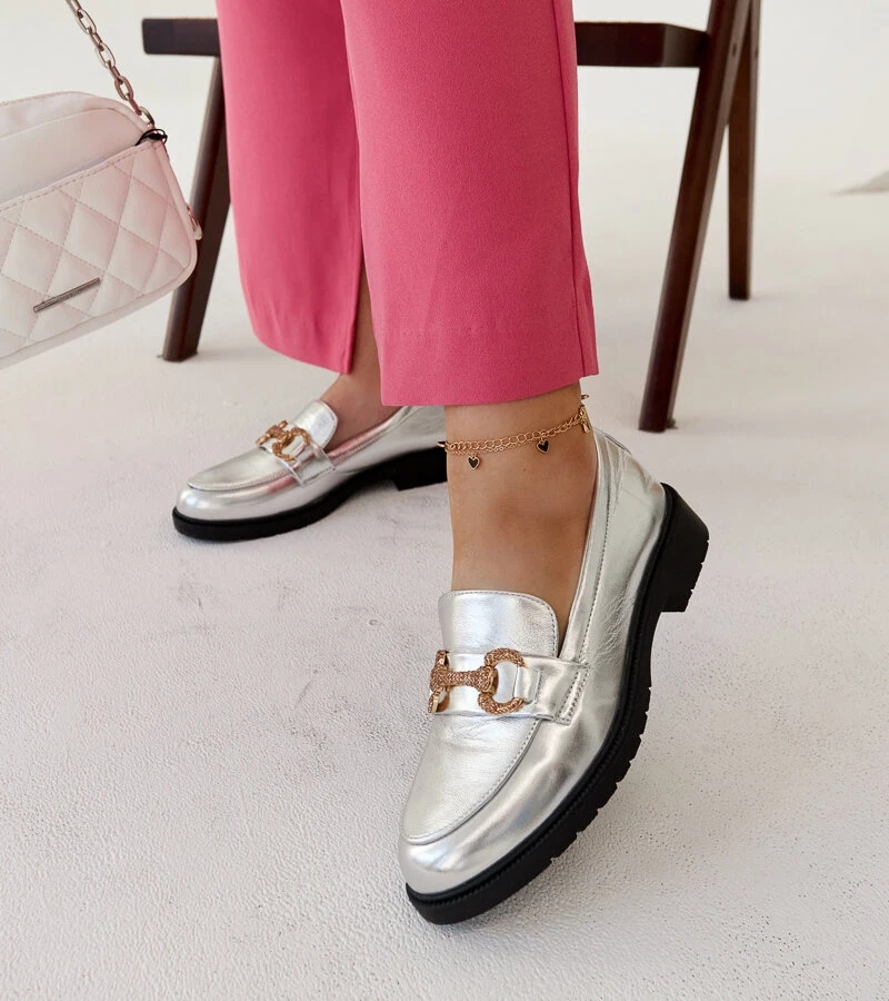 Strieborné mokasíny so zirkónmi Aleyna