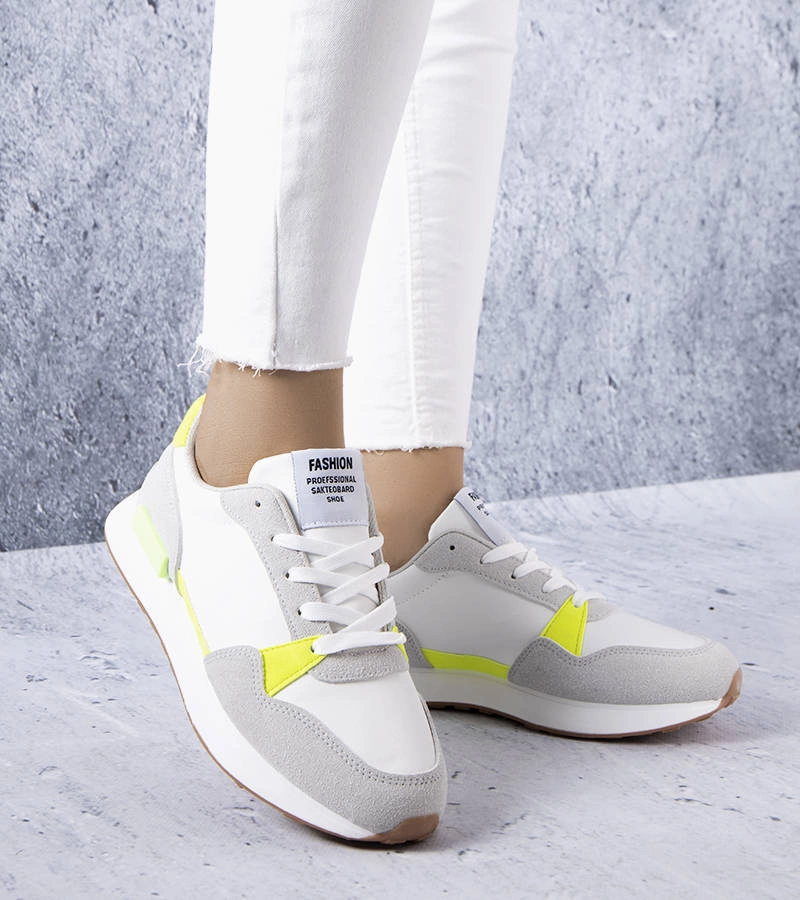 Biele tenisky s neónovými vložkami Alita