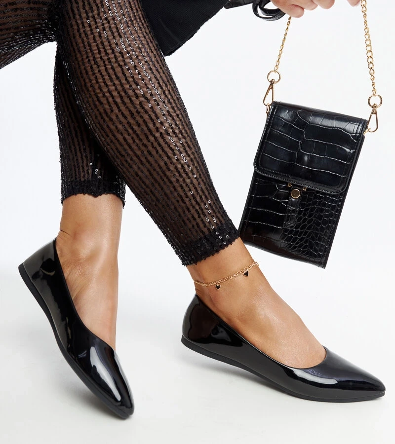 Čierne lakované baleríny Brankica