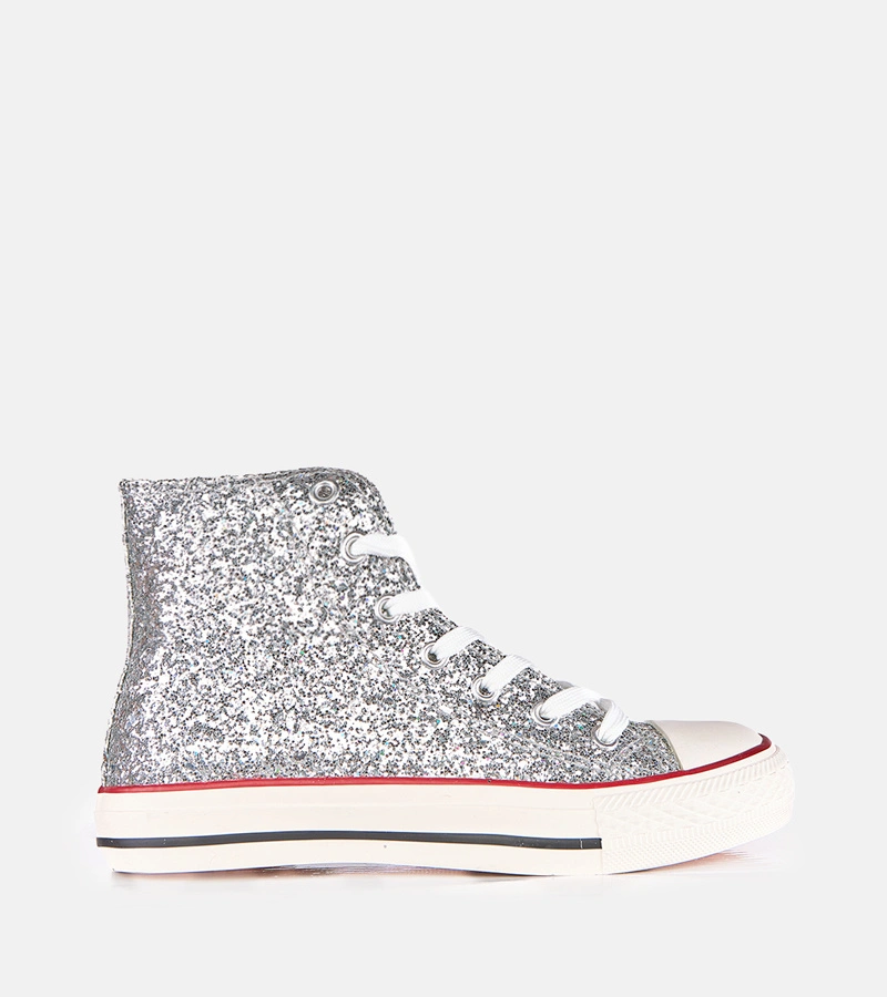 Strieborné dámske tenisky s trblietkami Klaudi