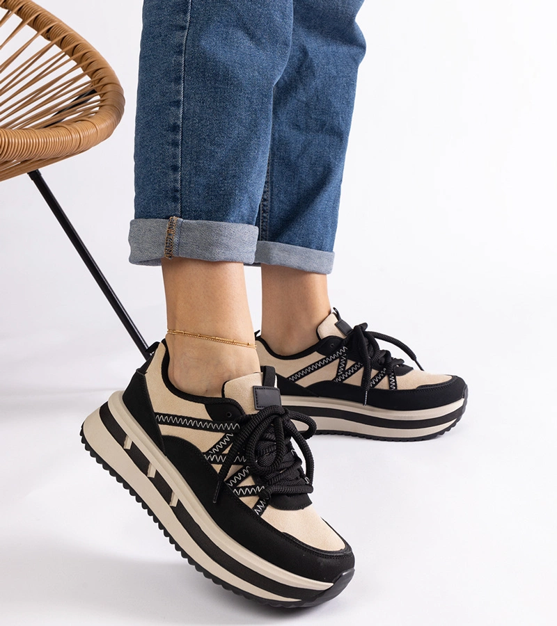 Čierno-béžové dámske tenisky Renetta