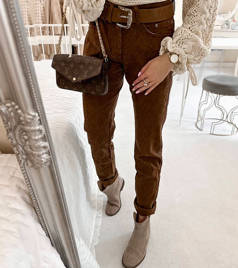 Hnedé nohavice s opaskom Pelchat