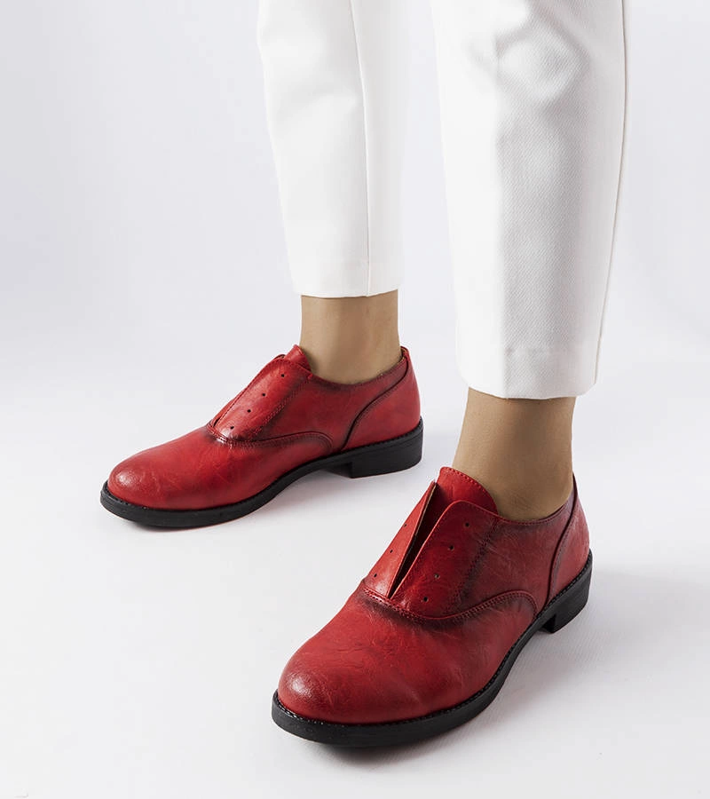 Červené poltopánky z ekokože Burdett