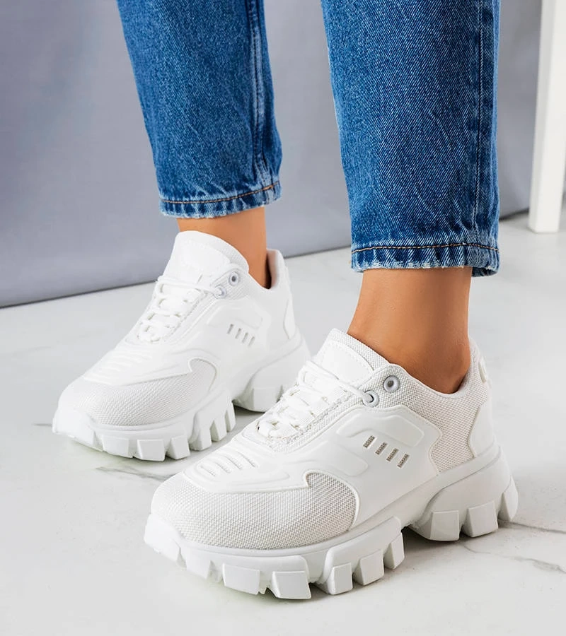 Biele tenisky na pevnej podrážke Inez