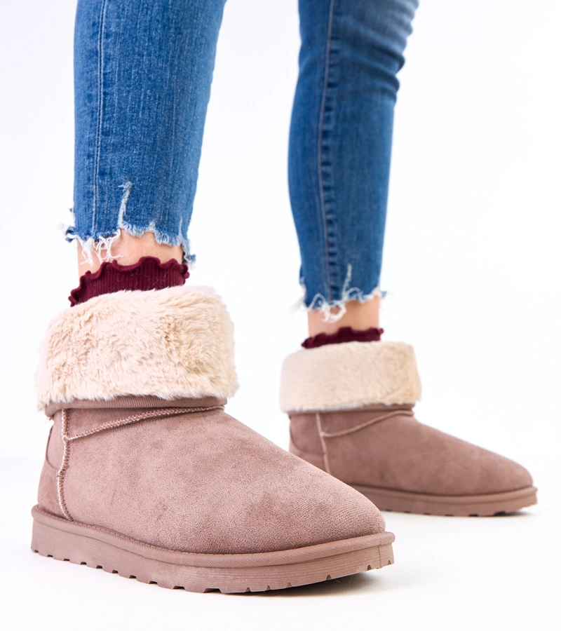 Hnedé snehule s kožušinou na platforme Meggi