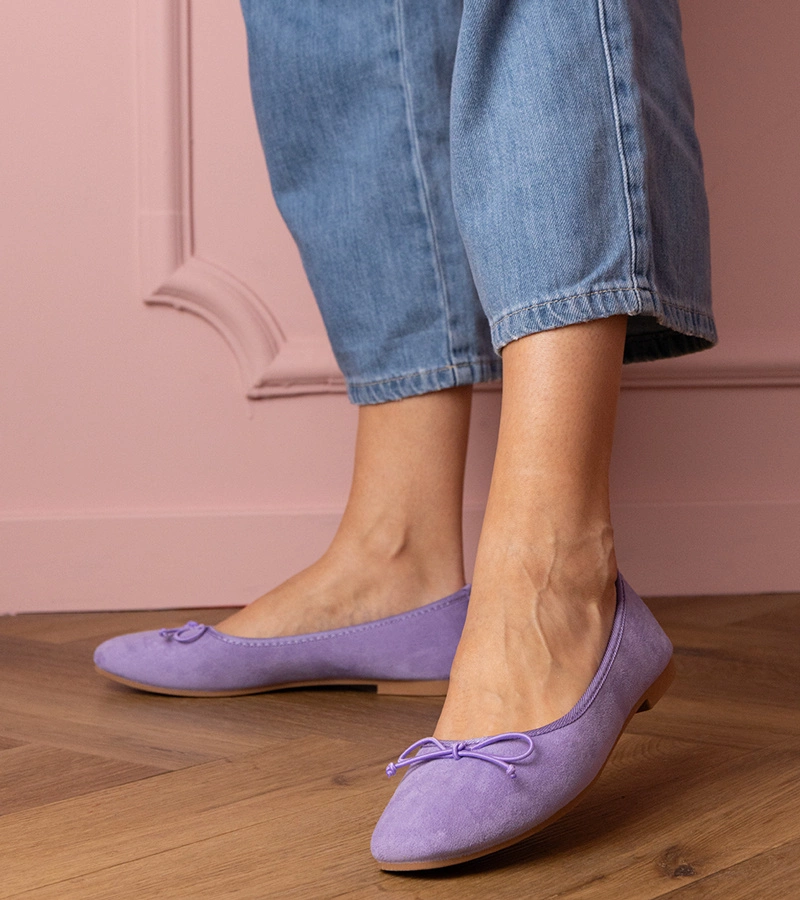 Fialové baleríny s mašľou z ekosemišu Felina