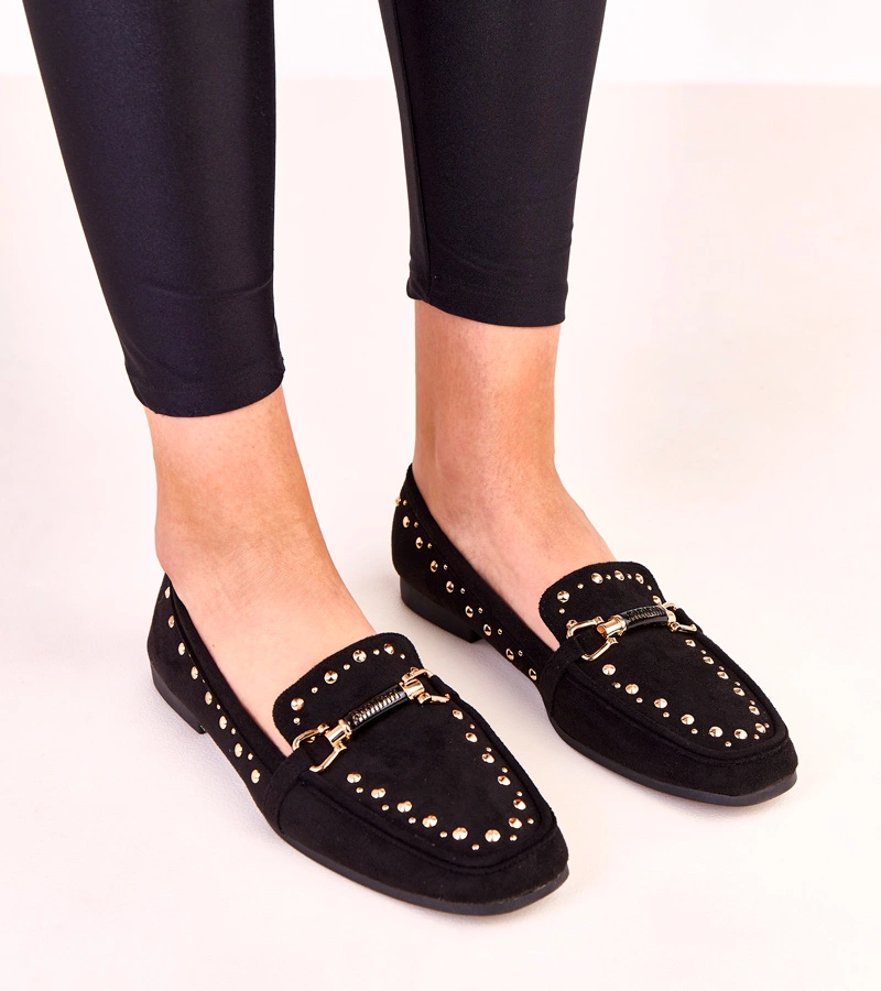 Čierne baleríny z ekozamšu s cvokmi Molia