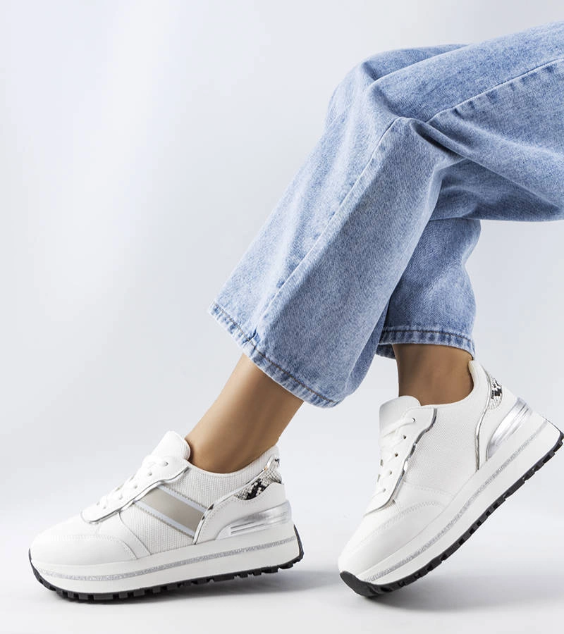 Biele tenisky s trblietavými vložkami Lang