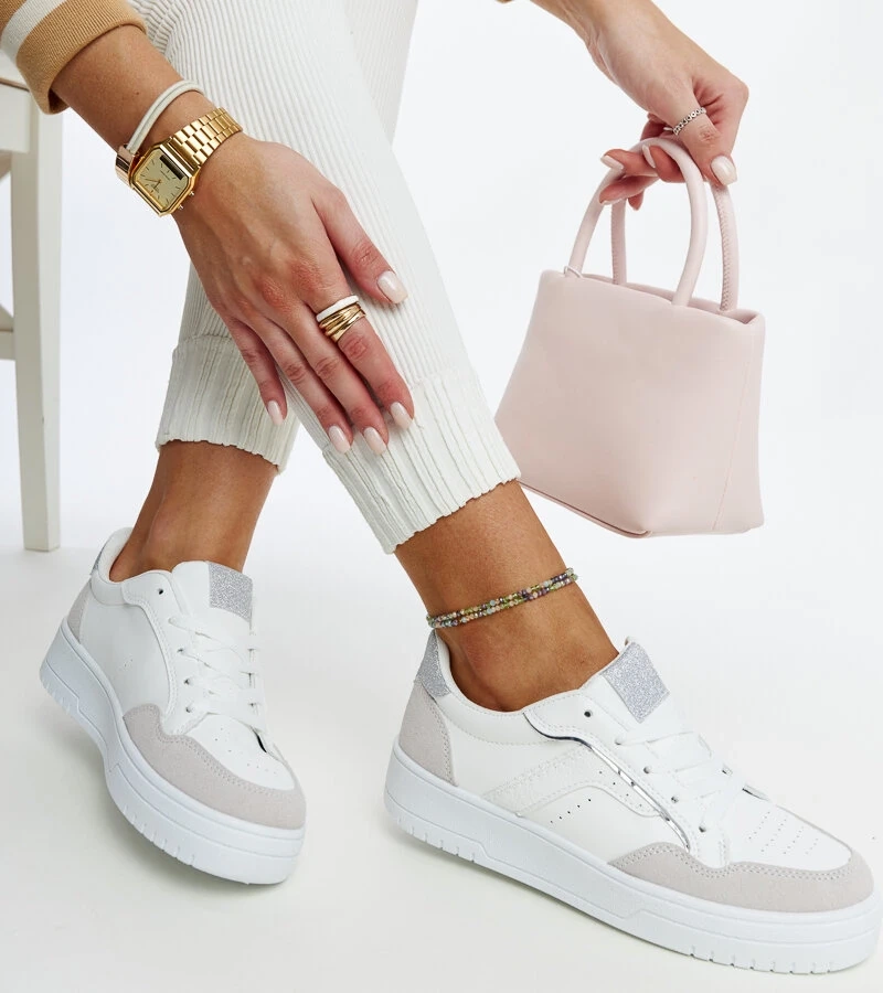 Bielo-šedé tenisky na platforme Walda