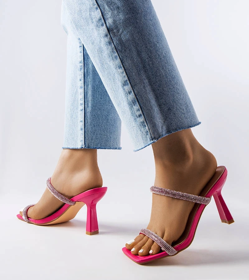 Ružové žabky na podpätku Evelina