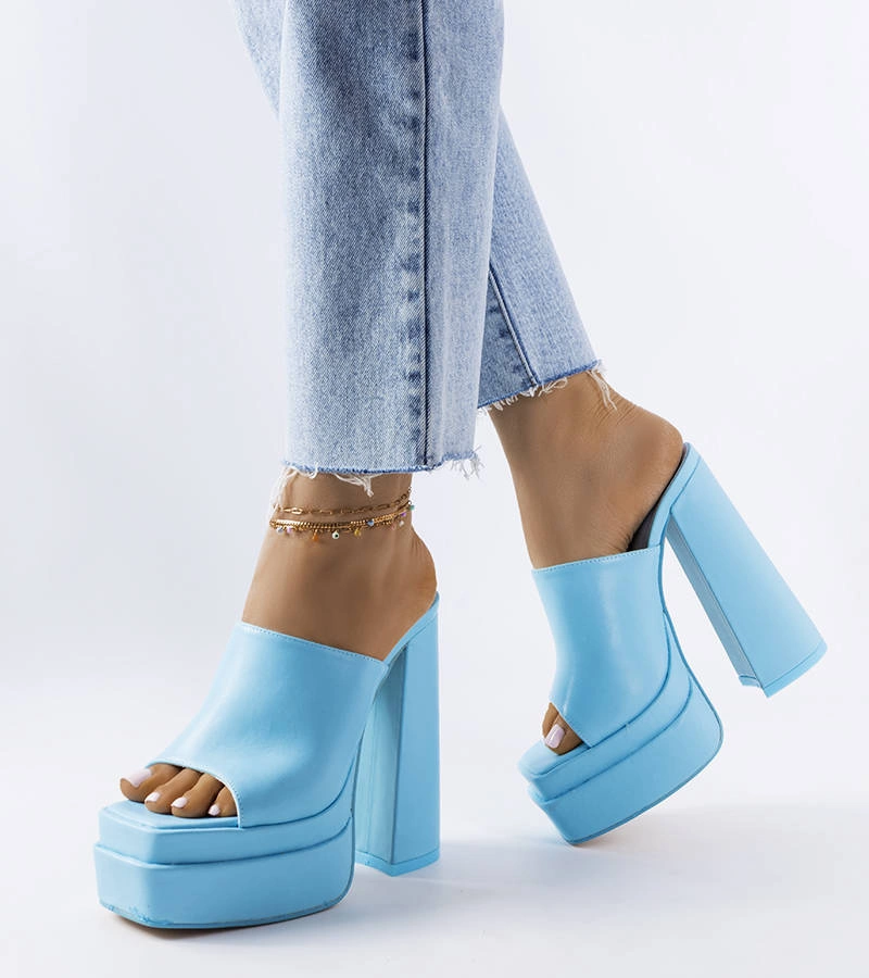 Modré žabky na vysokom podpätku Mercure