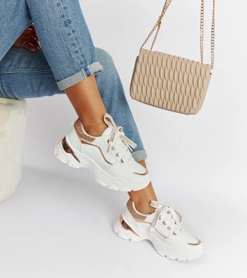 Biela masívna tenisky s diamantmi Euclid