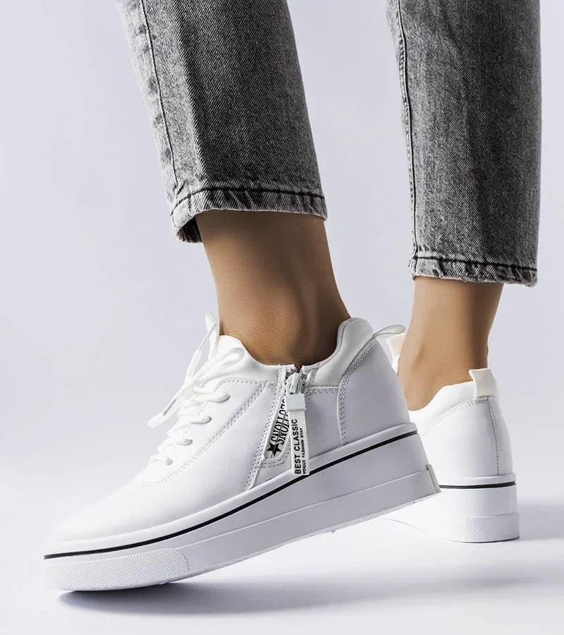 Biele tenisky Mathieu na nízkom podpätku