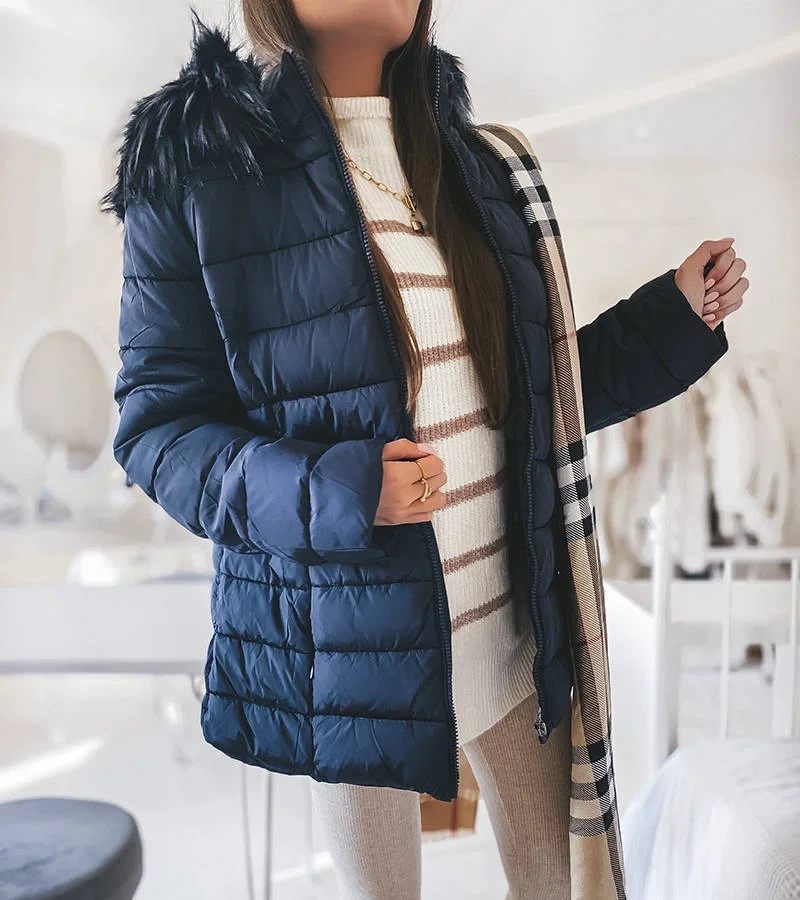 Tmavomodrá prešívaná bunda Koa