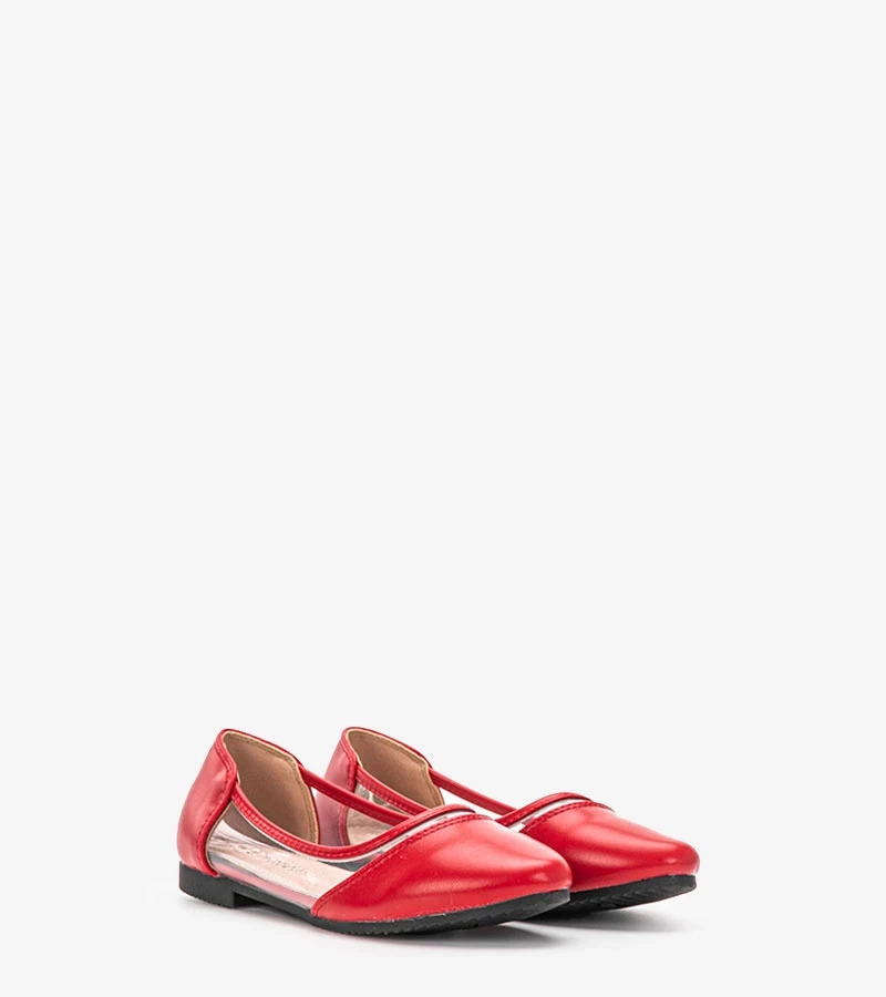 Červené polopriehľadné balerínky Juva