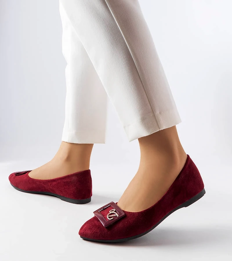 Bordové balerínky zdobené zirkónmi Fleming