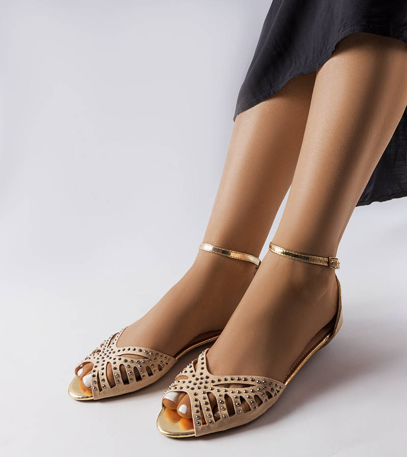 Béžové ažurové sandále so zirkónmi Aubrette